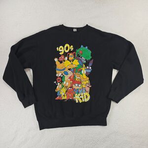 90s Nickelodeon Character Sweatshirt Mens M Black Cotton Blend Crewneck Graphic